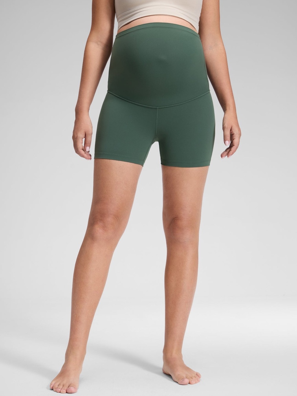 CRZ YOGA Butterluxe Maternity Origin Shorts 4'', Dark Forest Green, Medium, NWT